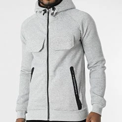 Bon marché 😍 Sweat Zippé Capuche Gortion Gris Chiné de Classic Series 👏