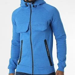 Coupon 😉 Sweat Zippé Capuche Gortion Bleu de Classic Series 🌟