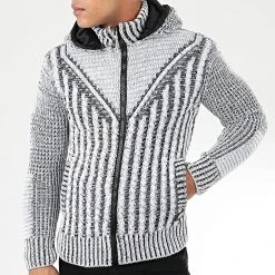 Promo ❤️ Gilet Zippé Capuche 1015 Blanc Noir de Classic Series ✨ -HautStyle Boutique classic series 204592 1015 WHITE BLACK 20191122T112835 03