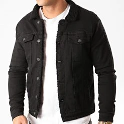 Remise 🛒 Veste Jean Col Mouton W-7001 Noir de Classic Series ✨ -HautStyle Boutique classic series 214179 W 7001 NOIR 20200225T160254 03