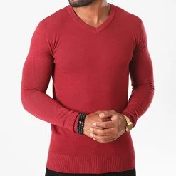 Bon marché 🛒 Pull Col V J662 Bordeaux de Classic Series ⭐ -HautStyle Boutique classic series 228209 J662 11 20200812T100340 03