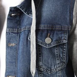 Vente flash 🌟 Veste Jean Capuche AF-1945 Bleu Denim Gris Chiné de Classic Series 👏 -HautStyle Boutique classic series 233016 AF 1945 BLUE GREY TPDT 20210226T134153 02