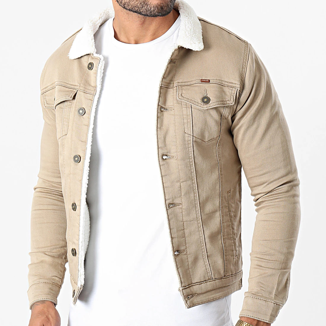 Remise 🎁 Veste Jean Super Skinny Fit Col Mouton 7001 Camel Clair de Classic Series ❤️ 3 Remise 🎁 Veste Jean Super Skinny Fit Col Mouton 7001 Camel Clair de Classic Series ❤️