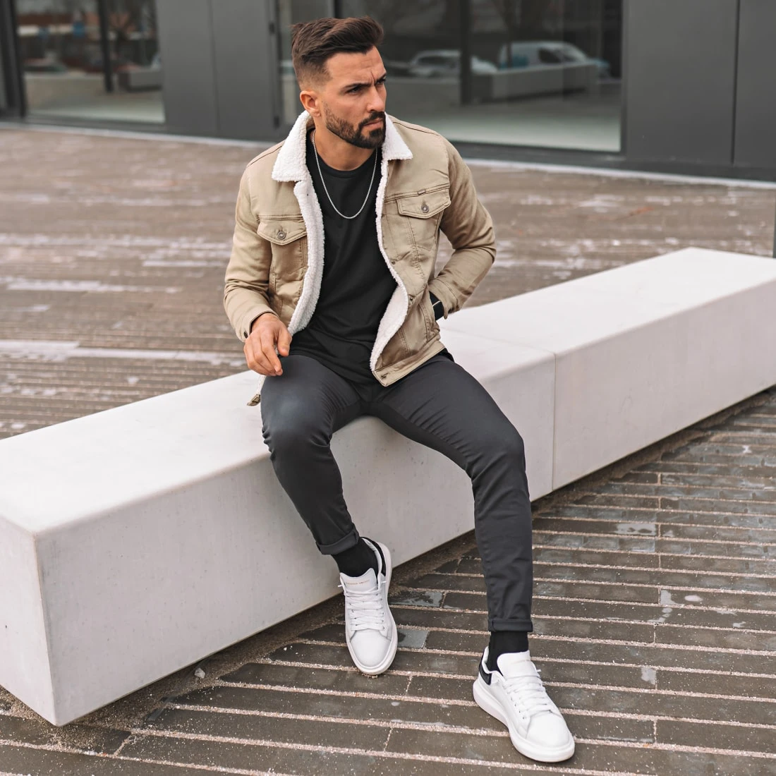 Remise 🎁 Veste Jean Super Skinny Fit Col Mouton 7001 Camel Clair de Classic Series ❤️ 6 Remise 🎁 Veste Jean Super Skinny Fit Col Mouton 7001 Camel Clair de Classic Series ❤️ – Image 4