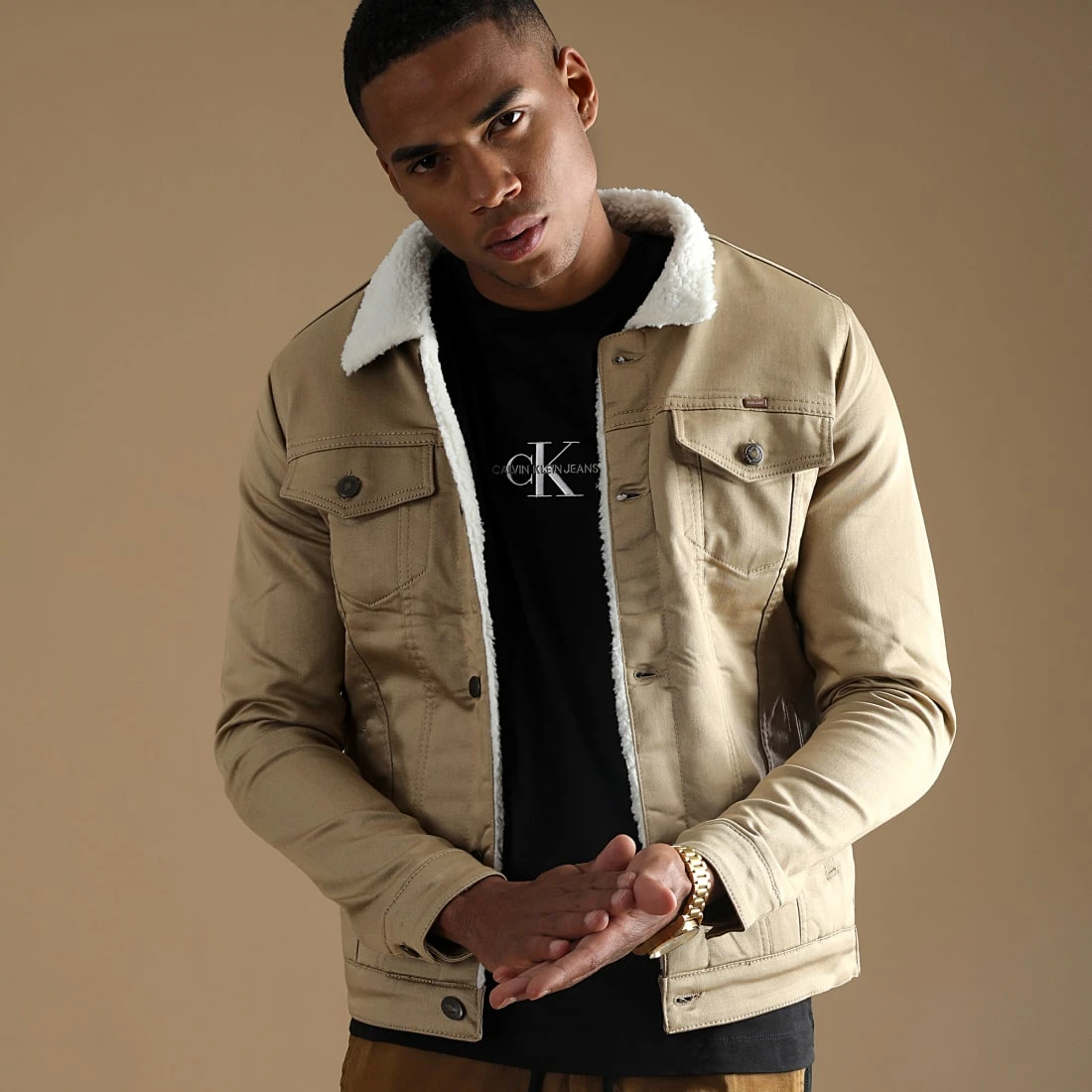 Remise 🎁 Veste Jean Super Skinny Fit Col Mouton 7001 Camel Clair de Classic Series ❤️ 7 Remise 🎁 Veste Jean Super Skinny Fit Col Mouton 7001 Camel Clair de Classic Series ❤️ – Image 5