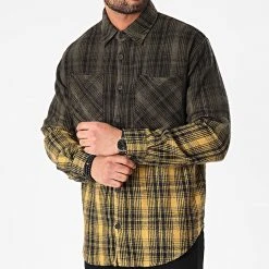 Meilleure vente 🛒 Chemise Manches Longues A Carreaux 1568 Jaune Vert Kaki Dégradé de Classic Series ⌛ -HautStyle Boutique classic series 244910 1568 JAUNE 20201223T141255 03