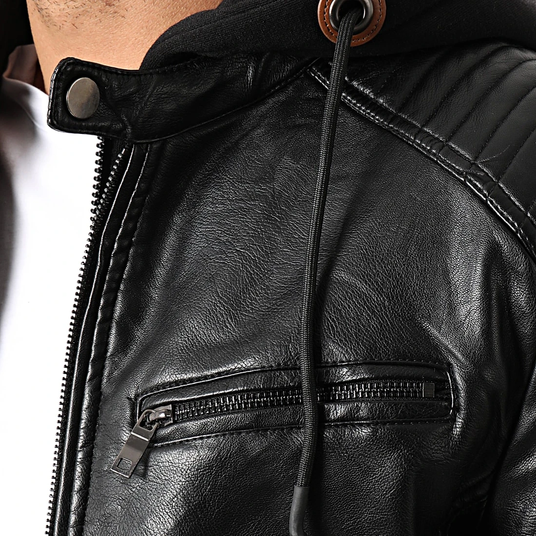 Nouveau 🔔 Veste Biker A Capuche LP5538 Noir de Classic Series 🛒 4 Nouveau 🔔 Veste Biker A Capuche LP5538 Noir de Classic Series 🛒 – Image 2