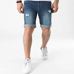 Meilleure vente 🎉 Short Jean Mr Orange Bleu Denim de Classic Series 🔥 -HautStyle Boutique classic series 255007 DP2000 DARK BLUE DESTROY 20210315T160648 03