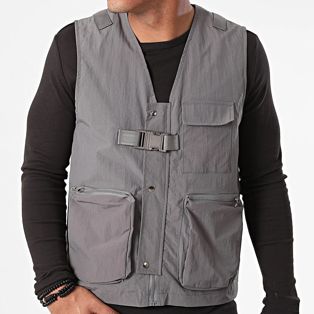 Remise ✨ Veste Zippée Sans Manches 7050 Gris Anthracite de Classic Series 😍 5 Remise ✨ Veste Zippée Sans Manches 7050 Gris Anthracite de Classic Series 😍 – Image 3