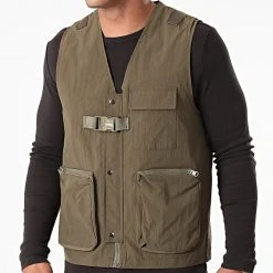 Acheter 🧨 Veste Zippée Sans Manches 7050 Vert Kaki de Classic Series ⌛