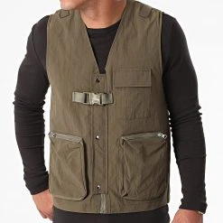 Acheter 🧨 Veste Zippée Sans Manches 7050 Vert Kaki de Classic Series ⌛ -HautStyle Boutique classic series 266657 7050 KAKI 20210528T135116 03