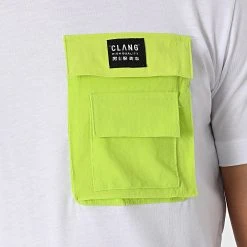Bon marché ✔️ Tee 🤩 Shirt Poche CL01 Blanc Vert Fluo de Classic Series 😍 -HautStyle Boutique classic series 272435 CL01 BLANC 20210707T160010 02