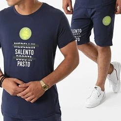 Acheter 🛒 Ensemble Tee Shirt Short Jogging G21-067 Bleu Marine de Classic Series 🤩