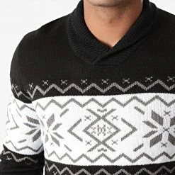 Tout neuf 💯 Pull Col Amplified Norway Knit Noir Blanc de Classic Series ⌛ -HautStyle Boutique classic series 273393 E23 BLACK 20210712T154513 02