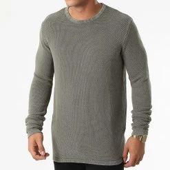 Remise 💯 Sweat Crewneck Dot Knit DP120001 Vert Kaki de Classic Series 😉