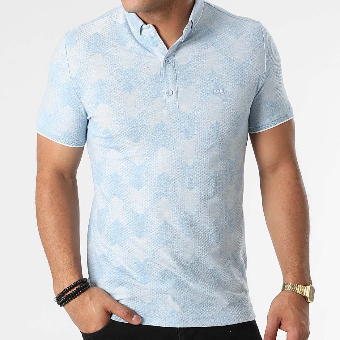 Coupon 😍 Polo Manches Courtes 21Y-1094 Bleu Ciel Chiné de Classic Series 🎁 5 Coupon 😍 Polo Manches Courtes 21Y-1094 Bleu Ciel Chiné de Classic Series 🎁 – Image 3