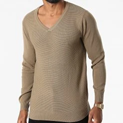 Vente flash ✔️ Pull Col V G1812 Marron de Classic Series ⌛