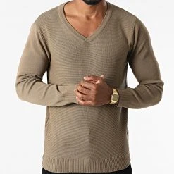 Vente flash ✔️ Pull Col V G1812 Marron de Classic Series ⌛ -HautStyle Boutique classic series 277861 G1812 CAMEL 20210810T151248 03