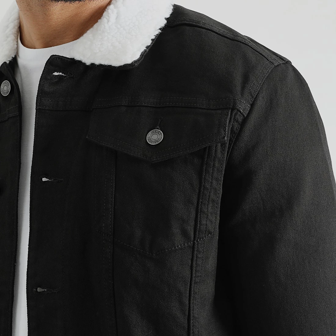 Promo 🎉 Veste Jean Col Mouton Kash Teddy DP3010 Noir de Classic Series ⭐ 4 Promo 🎉 Veste Jean Col Mouton Kash Teddy DP3010 Noir de Classic Series ⭐ – Image 2