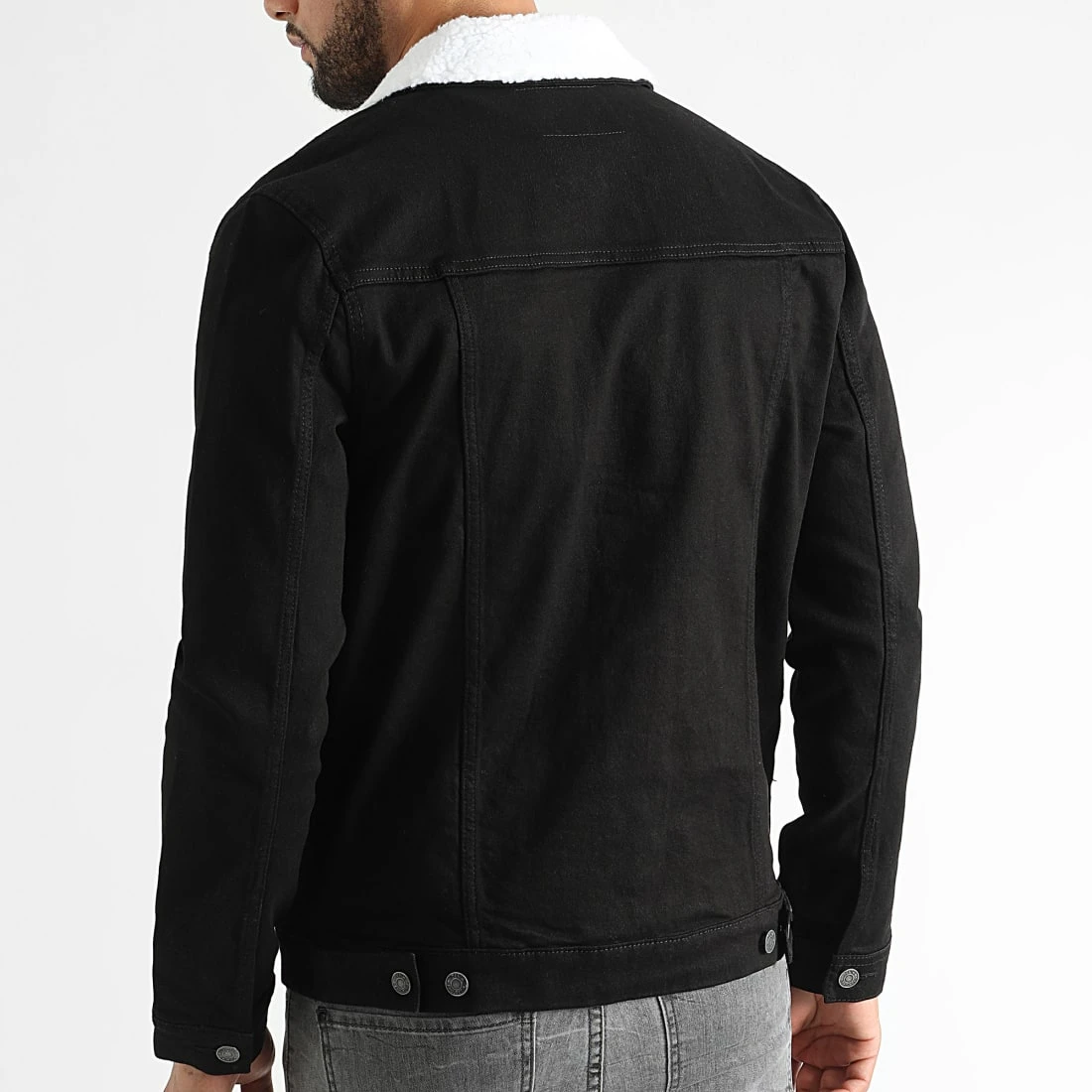 Promo 🎉 Veste Jean Col Mouton Kash Teddy DP3010 Noir de Classic Series ⭐ 6 Promo 🎉 Veste Jean Col Mouton Kash Teddy DP3010 Noir de Classic Series ⭐ – Image 4