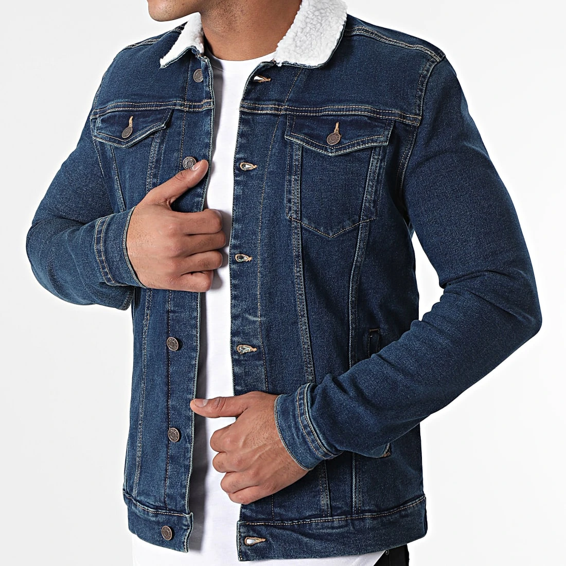 Promo ❤️ Veste Jean Col Mouton Kash Teddy DP3010 Bleu Denim de Classic Series 🎁 3 Promo ❤️ Veste Jean Col Mouton Kash Teddy DP3010 Bleu Denim de Classic Series 🎁