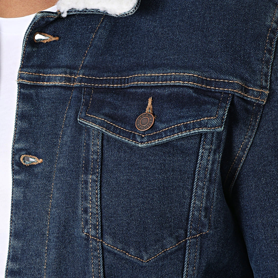 Promo ❤️ Veste Jean Col Mouton Kash Teddy DP3010 Bleu Denim de Classic Series 🎁 4 Promo ❤️ Veste Jean Col Mouton Kash Teddy DP3010 Bleu Denim de Classic Series 🎁 – Image 2