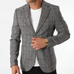 Meilleure vente ❤️ Veste A Carreaux 20433 Bleu Marine Chiné de Classic Series 🧨 -HautStyle Boutique classic series 283155 20433 1 20210913T152932 03