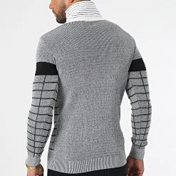 Bon marché ✔️ Pull Col Amplified 2124 Noir Blanc de Classic Series 👍 -HautStyle Boutique classic series 287849 I 2124 LIGHT GREY 20211011T160007 04