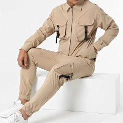 De gros â Ensemble Pantalon Cargo Chemise 8129-2516 Camel de Classic Series đ