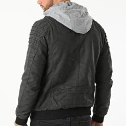 Promo 👏 Veste Zippée Capuche 9682-A Noir Gris Chiné de Classic Series 👍 -HautStyle Boutique classic series 290087 9682 A BLACK 20211028T163558 04