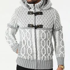 Acheter ✔️ Gilet Zippé Capuche 1020 Gris Blanc de Classic Series 🛒 -HautStyle Boutique classic series 291061 1020 GREY 20211111T155749 03