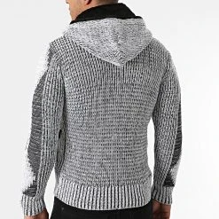 Budget ❤️ Gilet Zippé Capuche 1021 Blanc Noir Chiné de Classic Series ✔️ -HautStyle Boutique classic series 291231 1021 WHITE BLACK 20211111T160748 04