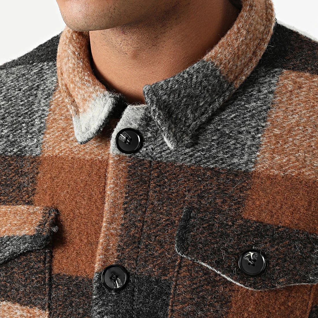 Promo 🌟 Surchemise A Carreaux H60054J4451010A1 Marron Gris Noir de Classic Series ⌛ 4 Promo 🌟 Surchemise A Carreaux H60054J4451010A1 Marron Gris Noir de Classic Series ⌛ – Image 2