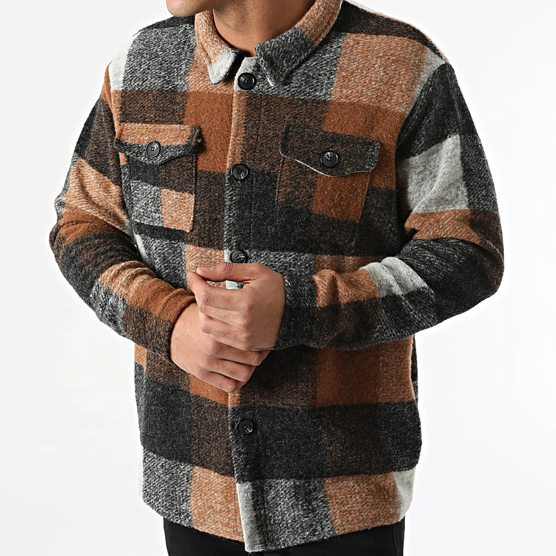 Promo 🌟 Surchemise A Carreaux H60054J4451010A1 Marron Gris Noir de Classic Series ⌛ 5 Promo 🌟 Surchemise A Carreaux H60054J4451010A1 Marron Gris Noir de Classic Series ⌛ – Image 3