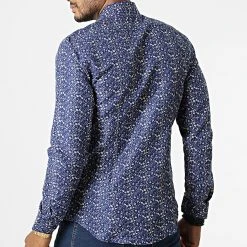 Bon marché 🌟 Chemise A Manches Longues Slim5028 Bleu Roi Beige Floral de Classic Series ❤️ -HautStyle Boutique classic series 292717 SLIM5028 3 20211124T151521 04