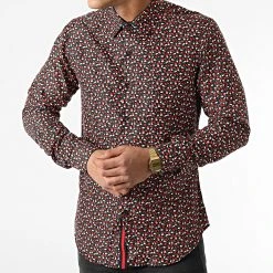 Remise 😍 Chemise A Manches Longues Slim5028 Noir Orange Floral de Classic Series ⭐ -HautStyle Boutique classic series 292719 SLIM5028 5 20211125T155845 03