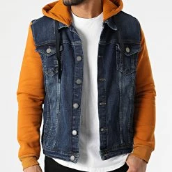 Promo 😉 Veste Jean Capuche 1944 Bleu Denim Orange de Classic Series 🧨 -HautStyle Boutique classic series 292849 1944 BLEU CAMEL 20211129T092106 03