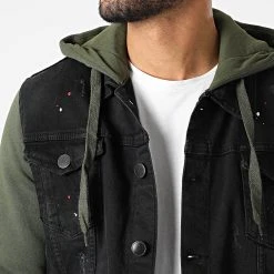 Tout neuf 💯 Veste Jean Capuche 1949 Noir Vert Kaki de Classic Series ⭐ -HautStyle Boutique classic series 292851 1949 BLACK KHAKI 20211129T093324 02