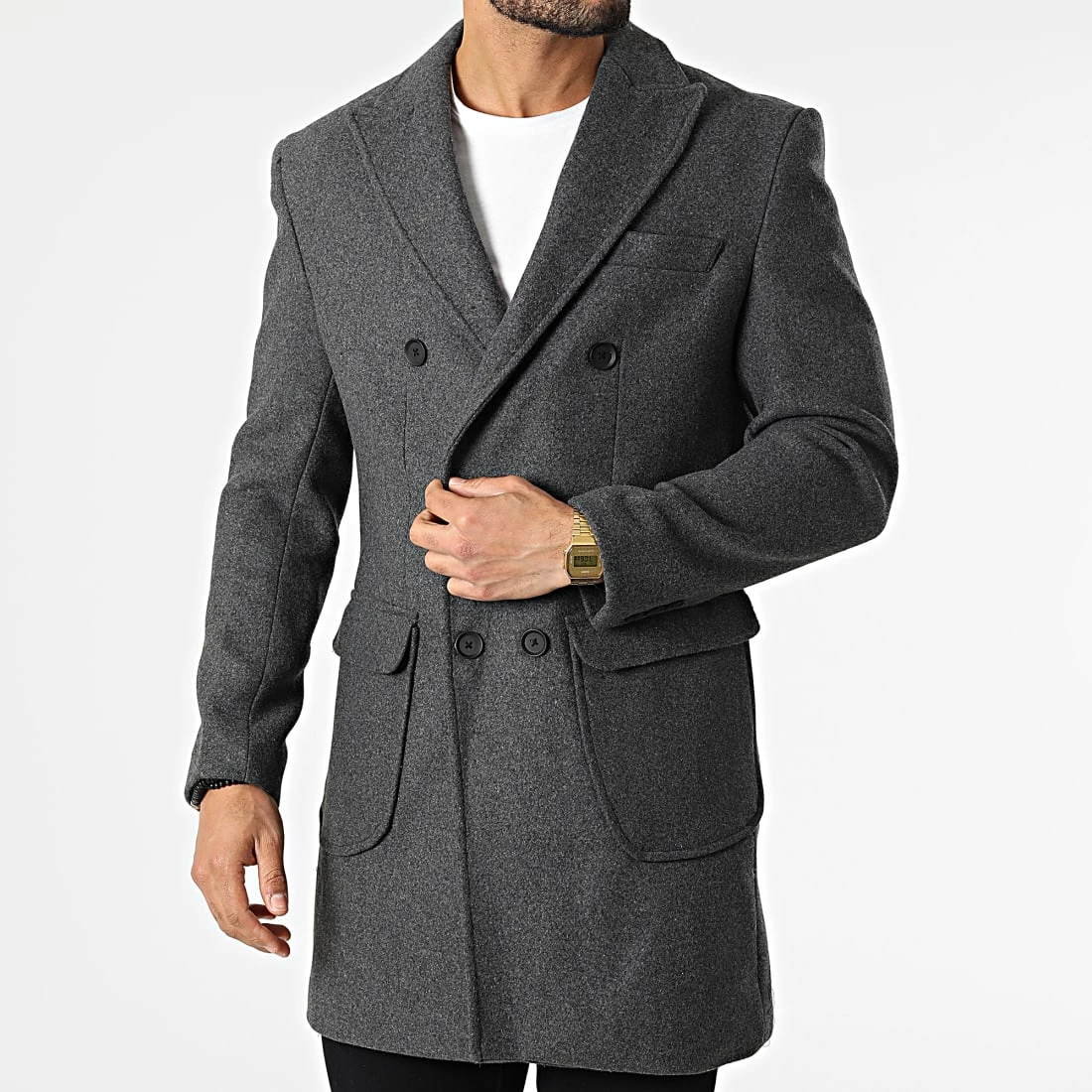 Bon marché 🔥 Manteau A2IY6108 Gris Anthracite Chiné de Classic Series ✨ 5 Bon marché 🔥 Manteau A2IY6108 Gris Anthracite Chiné de Classic Series ✨ – Image 3