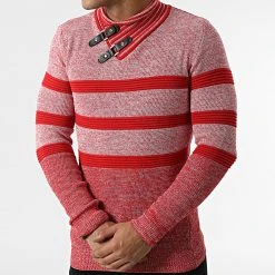 Nouveau 🔥 Pull Col Amplified 2109 Rouge Chiné de Classic Series 🎉 -HautStyle Boutique classic series 294426 2109 RED 20211210T150827 03