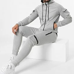 Promo 🔔 Ensemble Jogging T-867 Gris Chiné de Classic Series 👏