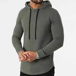 Bon marché 🎉 Sweat Capuche Oversize 2352 Vert Kaki de Classic Series ❤️