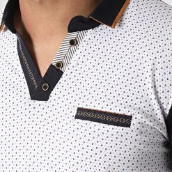 Nouveau ✔️ Polo Manches Courtes 20315 Blanc Bleu Marine de Classic Series ⭐ -HautStyle Boutique classic series 307302 20315 WHITE 20220304T145637 02