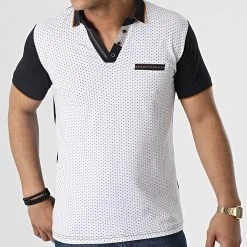 Nouveau ✔️ Polo Manches Courtes 20315 Blanc Bleu Marine de Classic Series ⭐ -HautStyle Boutique classic series 307302 20315 WHITE 20220304T145638 03