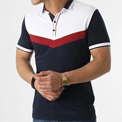 Nouveau 😀 Polo Manches Courtes Tricolore 20240 Bleu Marine Blanc de Classic Series ⌛ -HautStyle Boutique classic series 307317 20240 NAVY 20220304T145554 03