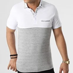 Bon marché ⌛ Polo Manches Courtes 20237 Gris Chiné Blanc de Classic Series 🛒 -HautStyle Boutique classic series 307337 20237 GREY 20220304T145953 03