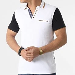 Grosses soldes 😍 Polo Manches Courtes 20285 Blanc Noir de Classic Series 🧨 -HautStyle Boutique classic series 307339 20285 WHITE 20220304T145324 03