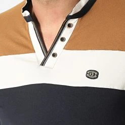 Tout neuf 🧨 Polo Manches Courtes Tricolore 20457 Bleu Marine Camel de Classic Series 🔥 -HautStyle Boutique classic series 307366 20457 NAVY 20220304T145749 02