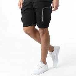 De gros ❤️ Ensemble Tee Shirt A Poche Poitrine Et Short Jogging G22-632 Noir de Classic Series 😍 -HautStyle Boutique classic series 308360 G22 632T SIYAH 20220310T155304 04