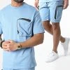 Budget ⌛ Ensemble Tee 🛒 Shirt A Poche Poitrine Et Short Jogging G22-632 Bleu Clair de Classic Series 😍 -HautStyle Boutique classic series 308430 G22 632T MAVI 20220310T155205 01